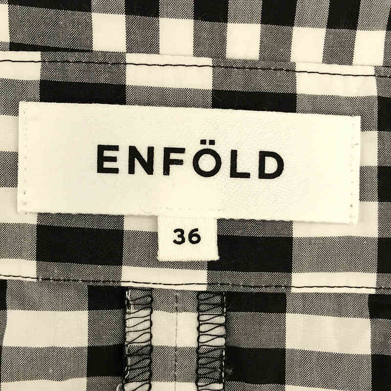 ENFOLD / エンフォルド チェック サイドスリット ハイウエスト ワイド パンツ