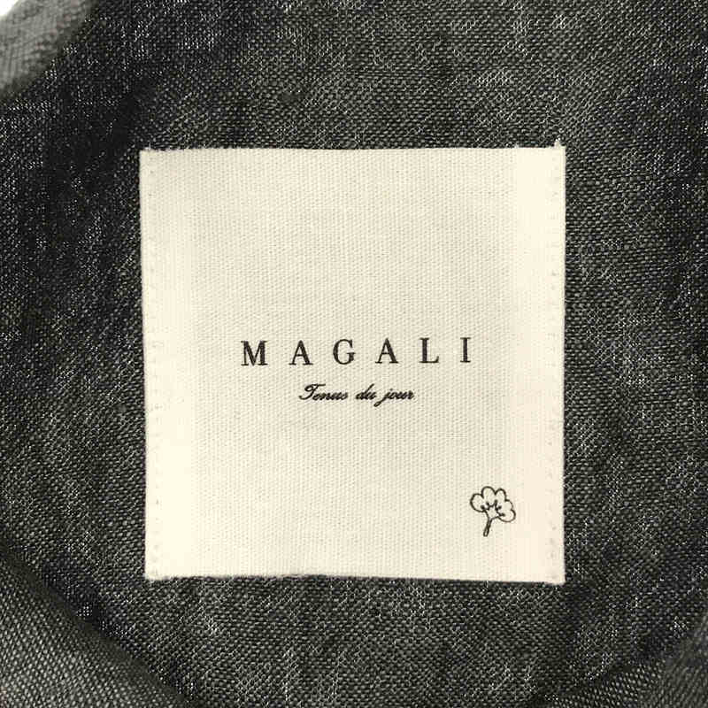 MAGALI / マガリ リネン100％ スタンドカラー ロング シャツ ワンピース