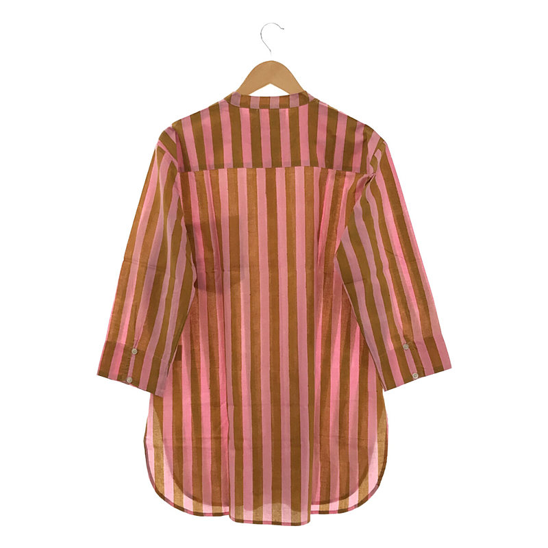 SZ Blockprints / エスゼット ブロックプリント Long Guru Thick Stripe Shirt ストライプ ロングシャツ