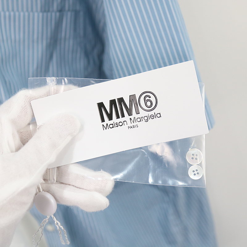 MM6 Maison Margiela / エムエムシックス メゾンマルジェラ ストライプ アシンメトリーロングシャツ