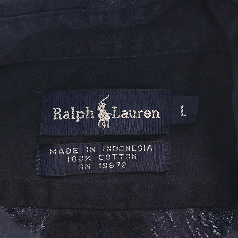 RALPH LAUREN / ラルフローレン 90s VINTAGE ヴィンテージ ポニー ロゴ 刺繍 オックスフォード ボタンダウン 半袖シャツ
