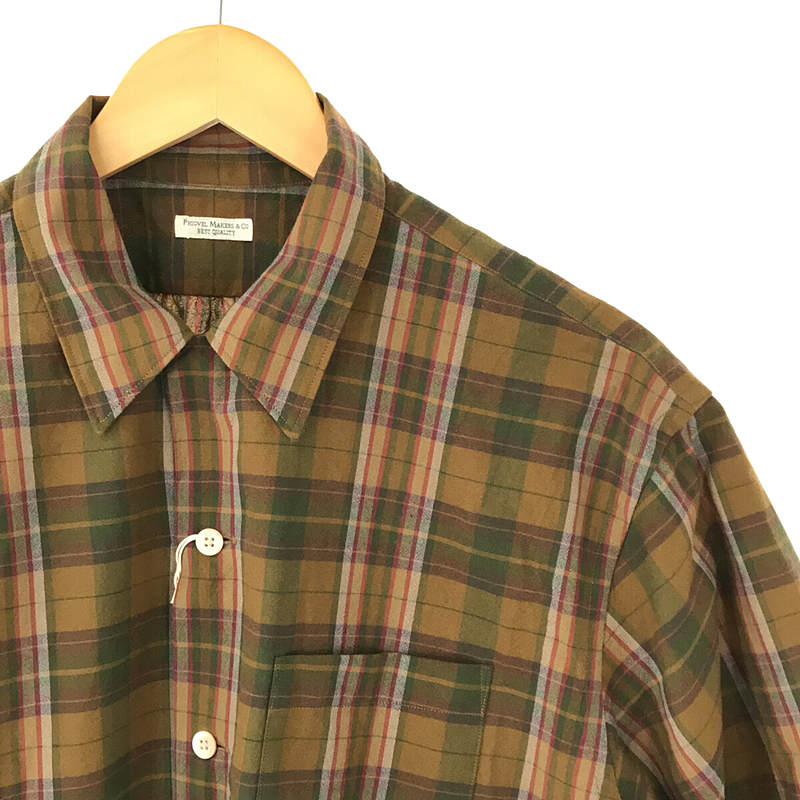 PHIGVEL / フィグベル MADRAS BACK GATHERING SS SHIRT マドラスチェック オープンカラー ギャザー 半袖 シャツ