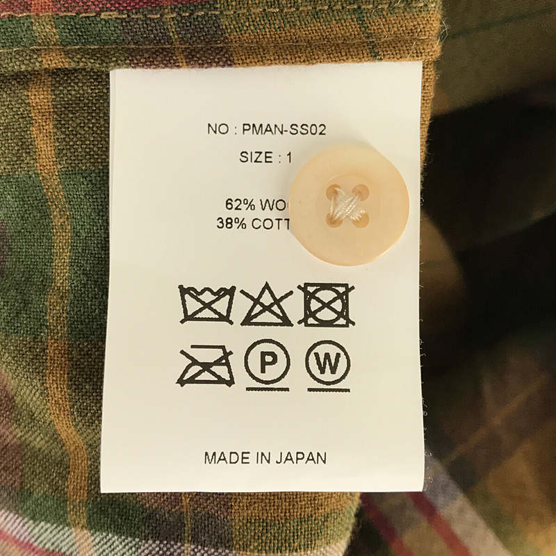 PHIGVEL / フィグベル MADRAS BACK GATHERING SS SHIRT マドラスチェック オープンカラー ギャザー 半袖 シャツ