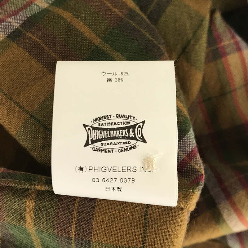 PHIGVEL / フィグベル MADRAS BACK GATHERING SS SHIRT マドラスチェック オープンカラー ギャザー 半袖 シャツ