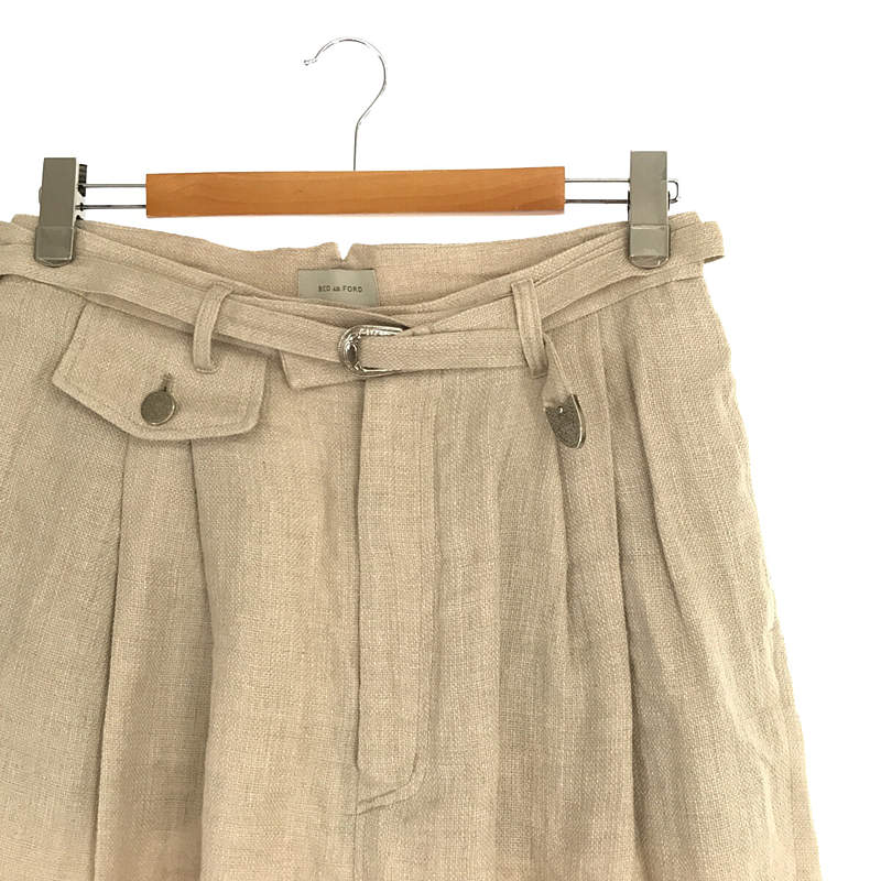 Wide Shorts リネン クロップド カットオフ ワイド パンツ