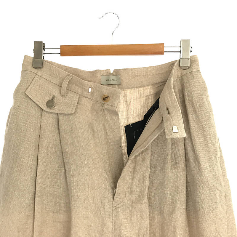 Wide Shorts リネン クロップド カットオフ ワイド パンツ