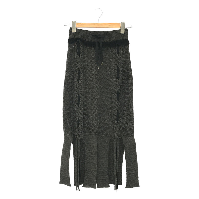 2022AW braid slit poncho ウール ケーブル ニット フリンジ ニット ... 【美品】 malamute / マラミュート | 2022AW braid slit poncho ウール ケーブル ニット フリンジ ニットポンチョ ベスト | F | WHITE | レディース