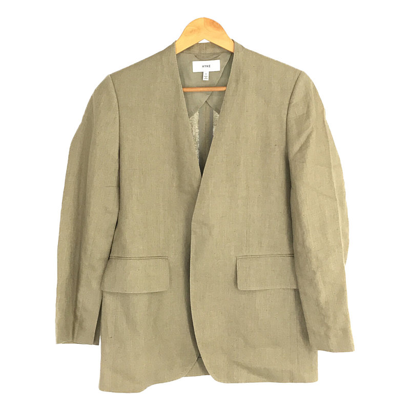 LINEN BLAZER リネン ノーカラージャケット