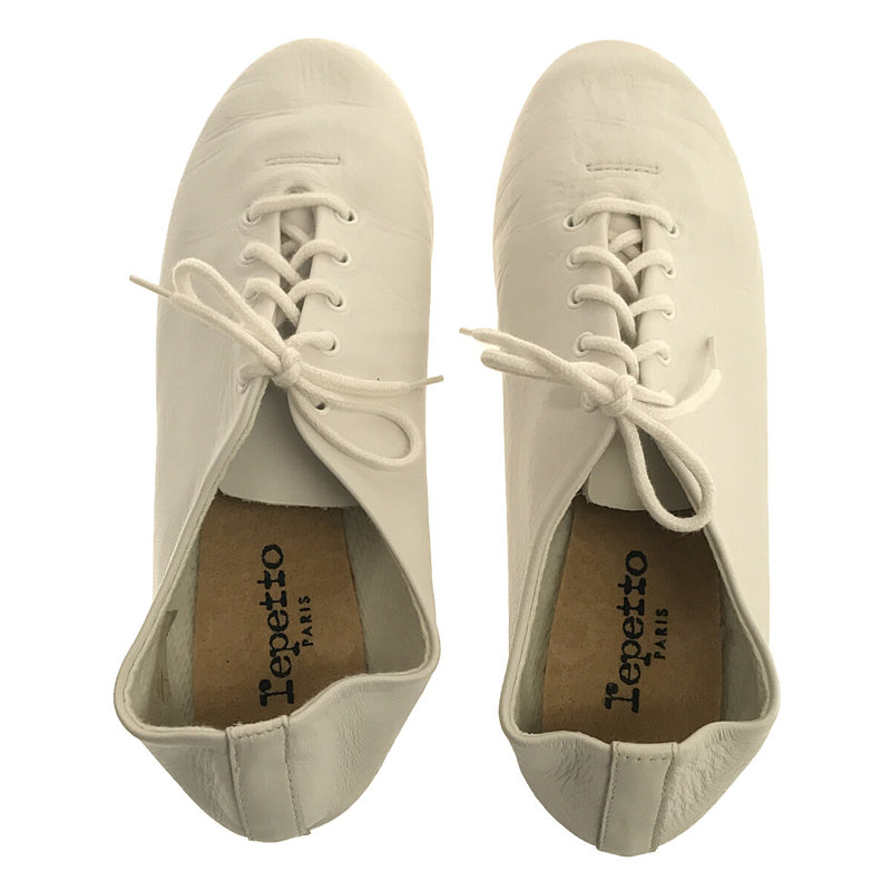 その他 jazz shoes レザー レースアップ フラット バレエ ジャズ シューズ white