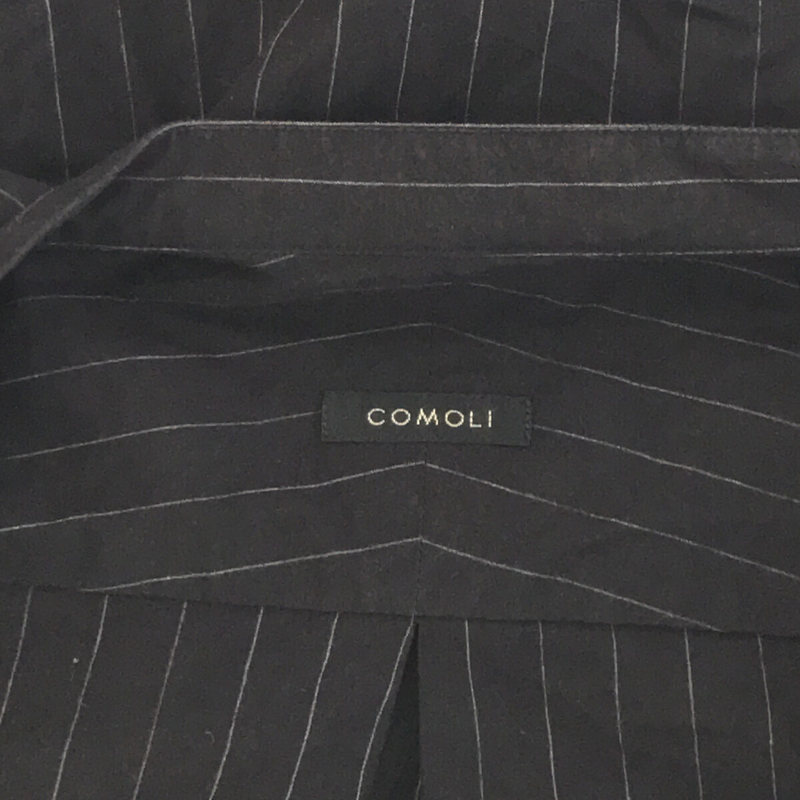 COMOLI / コモリ ストライプ バンドカラー シャツ