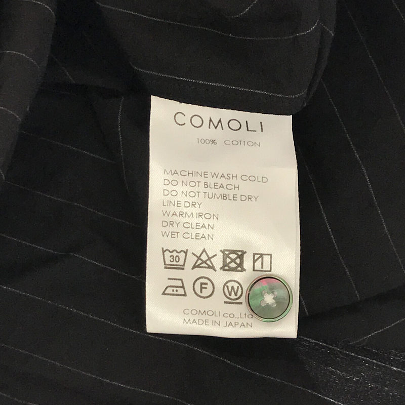 COMOLI / コモリ ストライプ バンドカラー シャツ