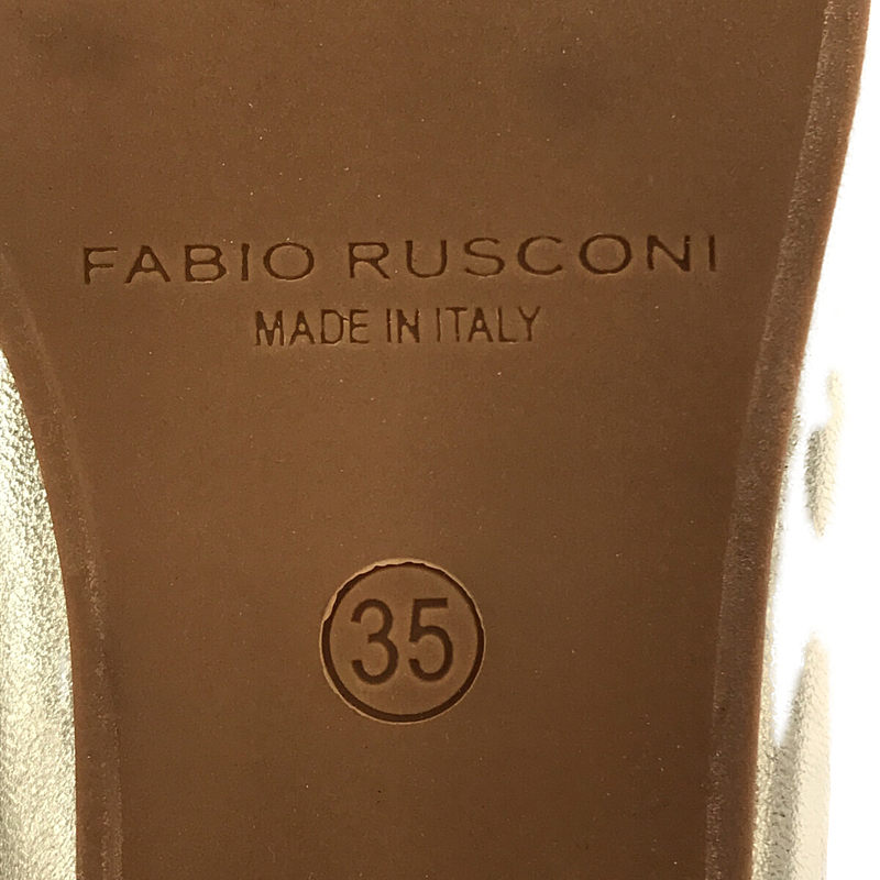 Fabio Rusconi / ファビオルスコーニ イタリア製 メタリック レザー リボン ラウンドトゥ フラット シューズ パンプス バレエ