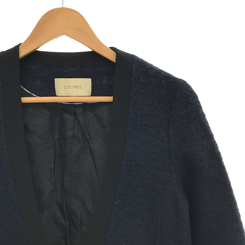 DES PRES / デプレ ウール モヘア混 ラペルレス カーディガン コート