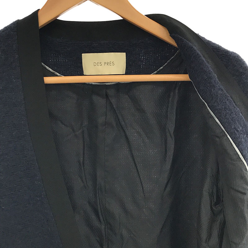 DES PRES / デプレ ウール モヘア混 ラペルレス カーディガン コート