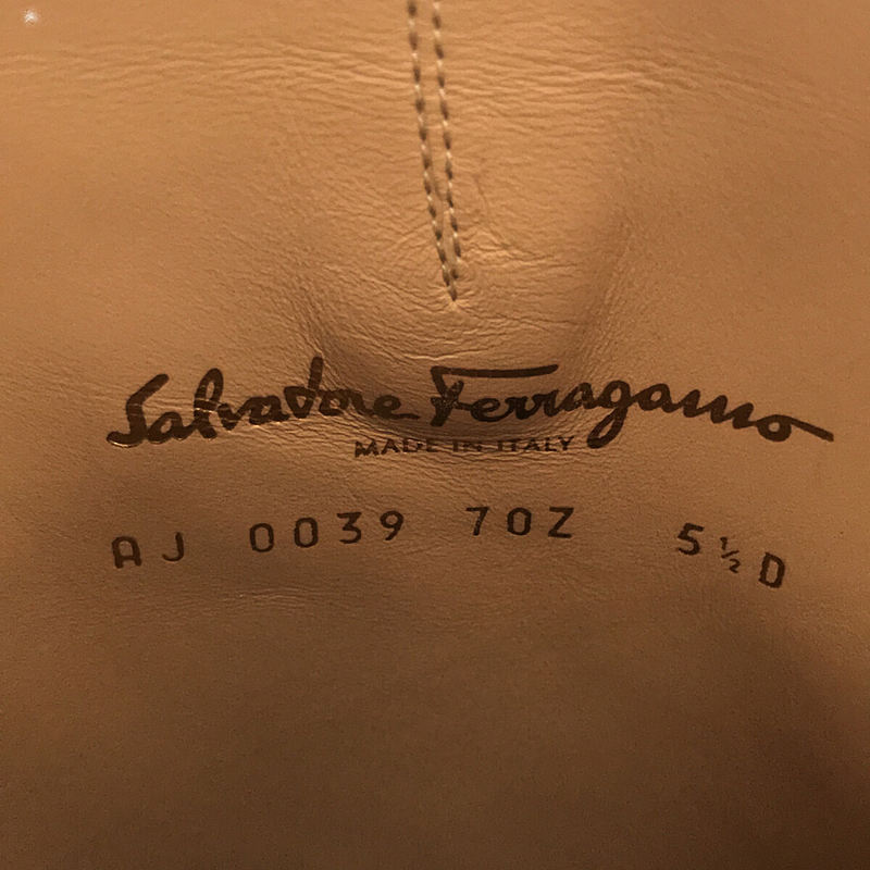 Salvatore Ferragamo / サルヴァトーレフェラガモ FILIPPO イタリア製 サイドジップ チャンキーヒール レザー ロング ブーツ 箱有