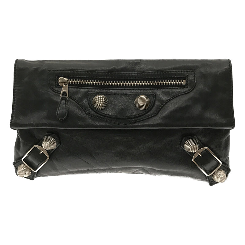 レザー ジップ ジャイアントクラッチバッグ