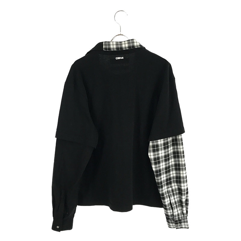 その他 コットン チェック切替 レイヤード カットソー