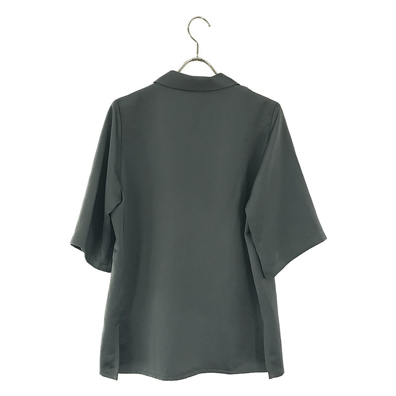 foufou / フーフー open collar satin blouse オープンカラーサテンブラウス