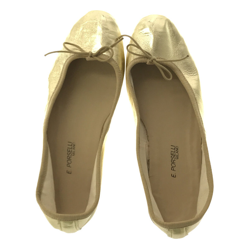 E.PORSELLI / ポルセリ PORSELLI METALIC GOLD BALLET フラット バレエシューズ