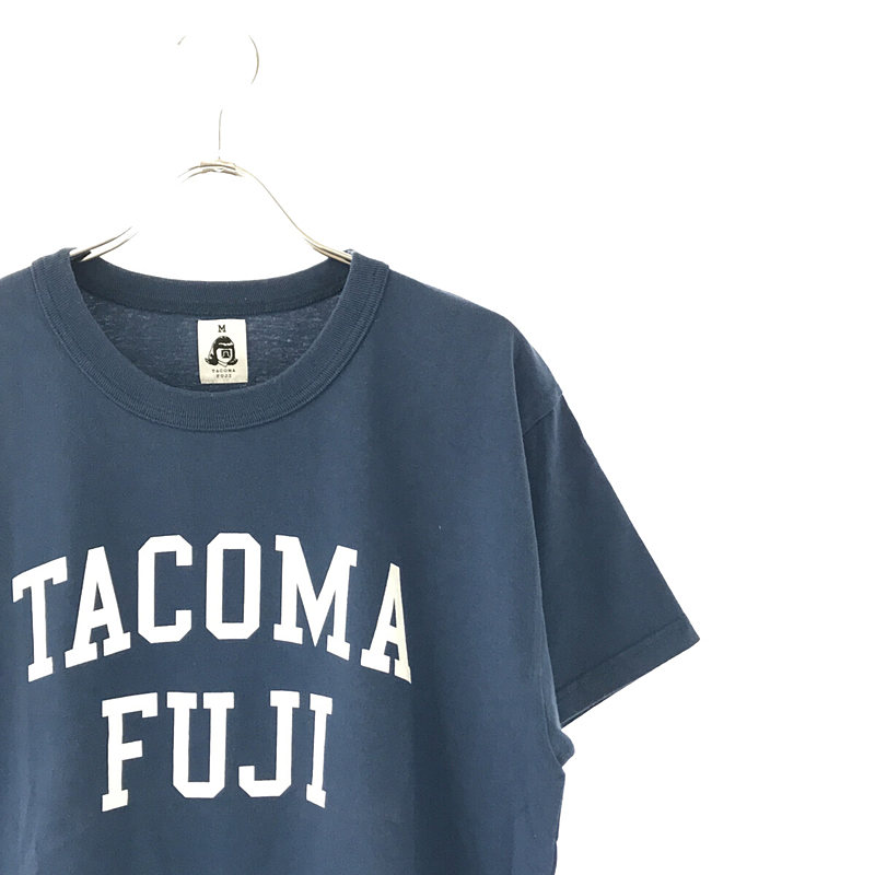TACOMA FUJI RECORDS / タコマフジレコーズ コットン 2段 ロゴ クルーネック カットソー Tシャツ navy