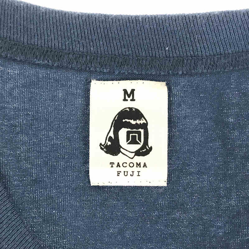 TACOMA FUJI RECORDS / タコマフジレコーズ コットン 2段 ロゴ クルーネック カットソー Tシャツ navy