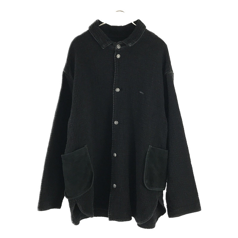 SASHIKO SHIRT JACKET W/LEATHER 刺し子 シャツジャケット W/レザー ...