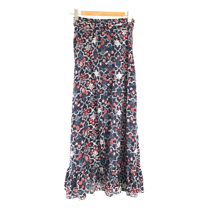 リネン フラワー 花柄 巻き ラップ ロング スカート | ブランド古着の