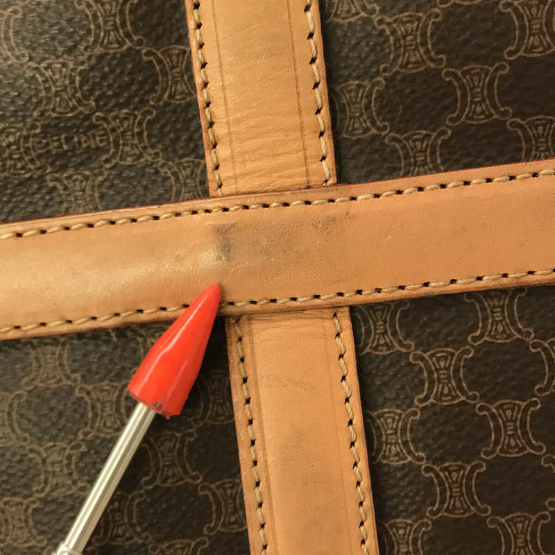 CELINE / セリーヌ レザー マカダム ボストン バッグ