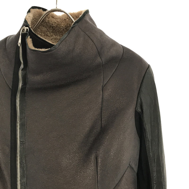 Rick Owens / リックオウエンス 変形 異素材 ボア リブ 切替 ムートン レザー ジャケット