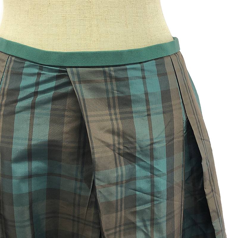 Drawer / ドゥロワー シルク混 タータンチェック ロング スカート