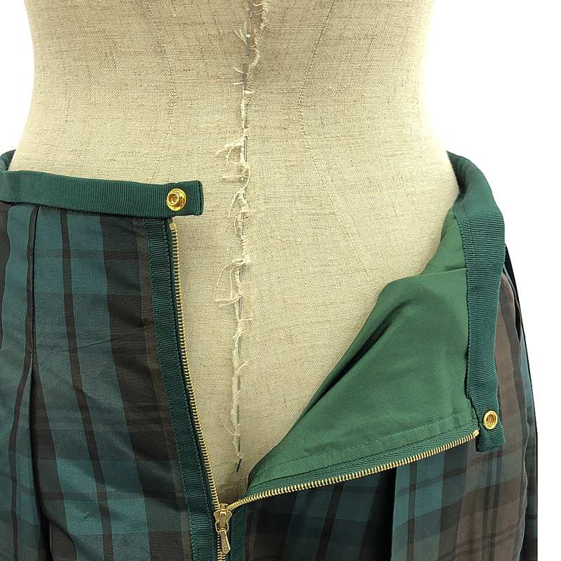 Drawer / ドゥロワー シルク混 タータンチェック ロング スカート