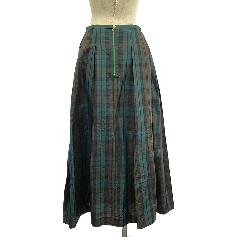 Drawer / ドゥロワー シルク混 タータンチェック ロング スカート