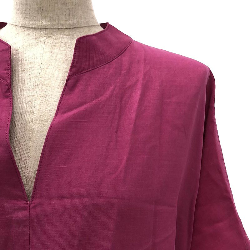 ebure / エブール リネン混 キーネック ロングワンピース