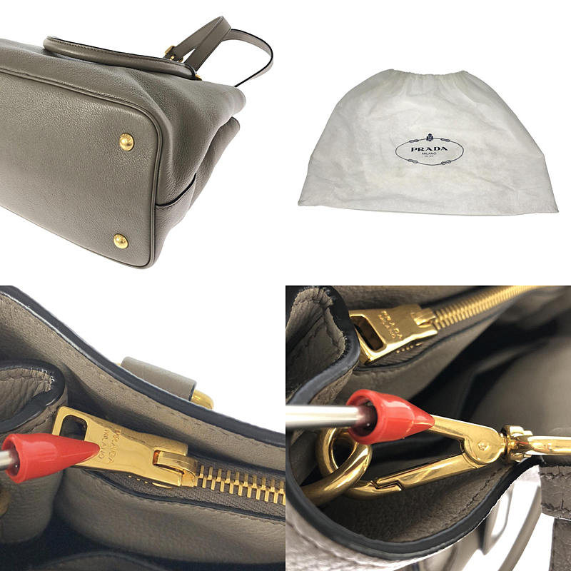 PRADA / プラダ VITELLO PHENIX / ヴィッテロ フェニックス 2way ショルダー付き レザー ハンド トートバッグ