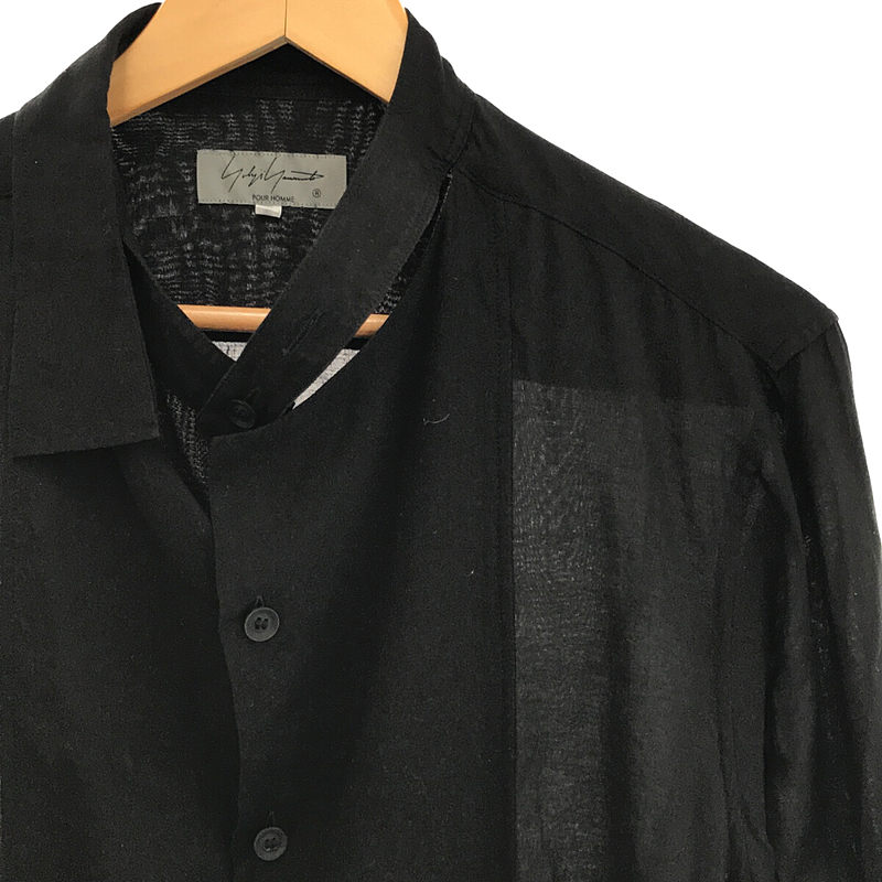 YOHJI YAMAMOTO POUR HOMME / ヨウジヤマモトプールオム  Layered Docking Shirt 二重フラシ布付きB ドッキングシャツ