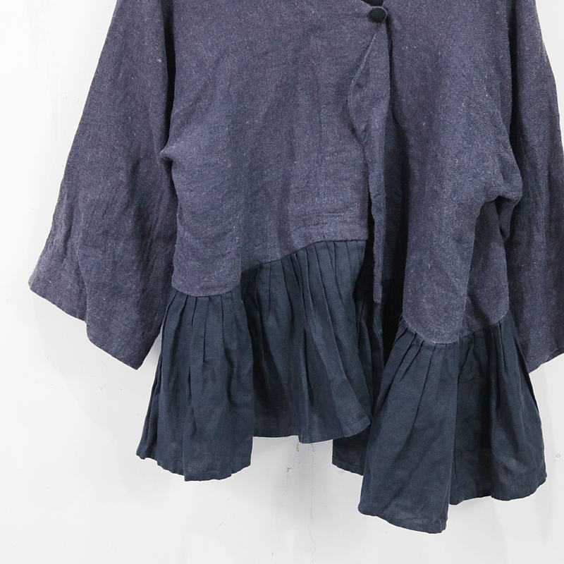 Gauze# / ガーゼ リネン混 裾切替カーディガン
