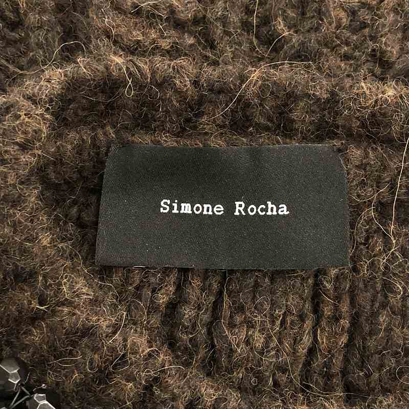 Simone Rocha / シモーネロシャ Drawer 取扱い / アルパカ ウール ビジュー 装飾 バックオープン スリット ケーブル ニット ベスト