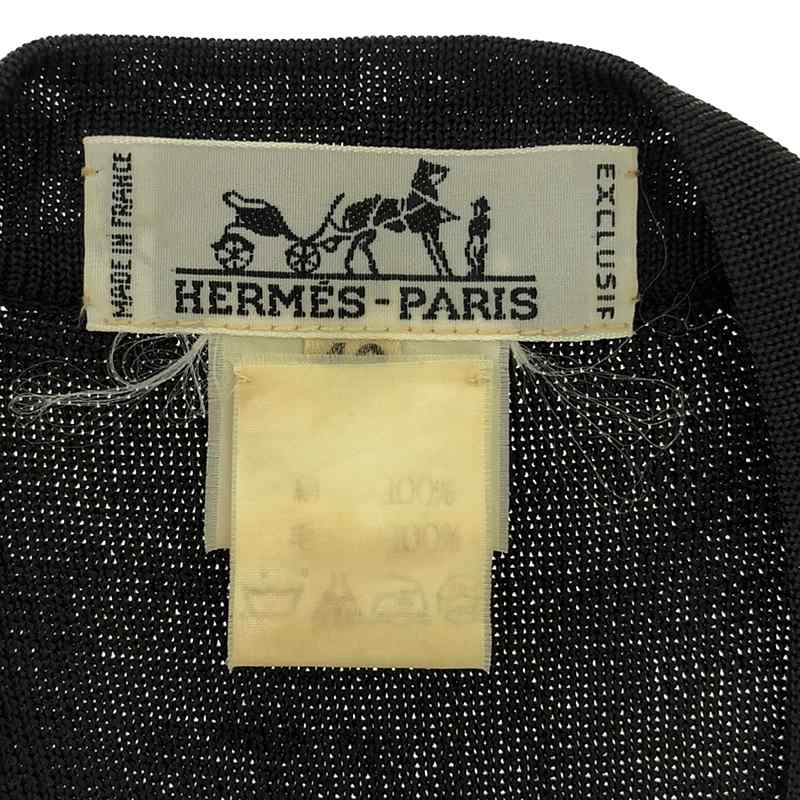 HERMES / エルメス ヴィンテージ BRISE de CHARME 魅惑のそよ風 シルク スカーフ柄 セリエボタン ニット ジレ ベスト