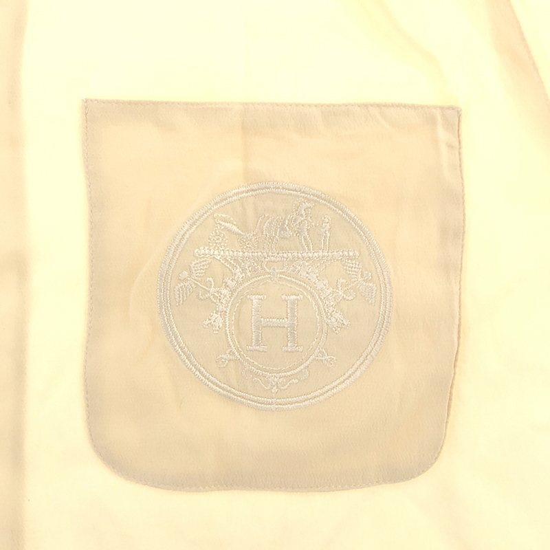 HERMES / エルメス ヴィンテージ シルク H刺しゅう オープンカラーシャツ