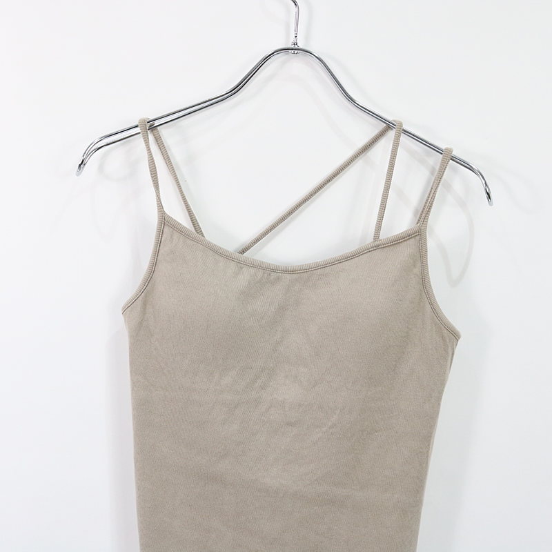 SLANT STRAP CAMI TOPS スラントストラップキャミトップス grayCLANE / クラネ