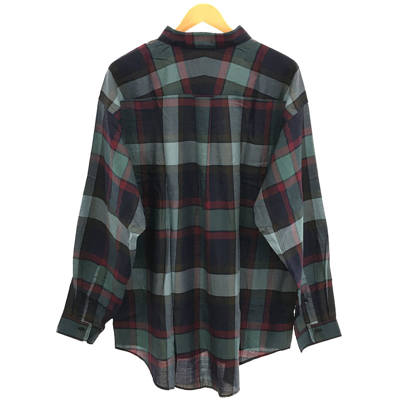 DESCENDANT / ディセンダント HYANNIS B.D LS SHIRT FULL SIZE - NAVY マドラスチェック レーヨンミックス ボタンダウン シャツ