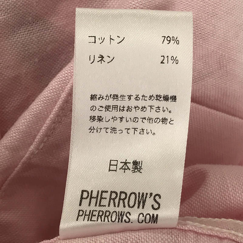 Pherrow's / フェローズ S/S BUTTON-DOWN SHIRTS オックスフォード ボタンダウン シャツ pink