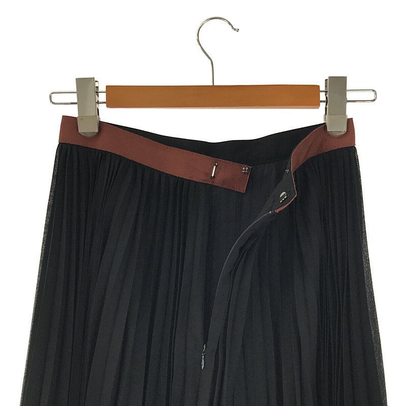 BEIGE， / ベイジ バイカラー バックジップ プリーツ ロング スカート