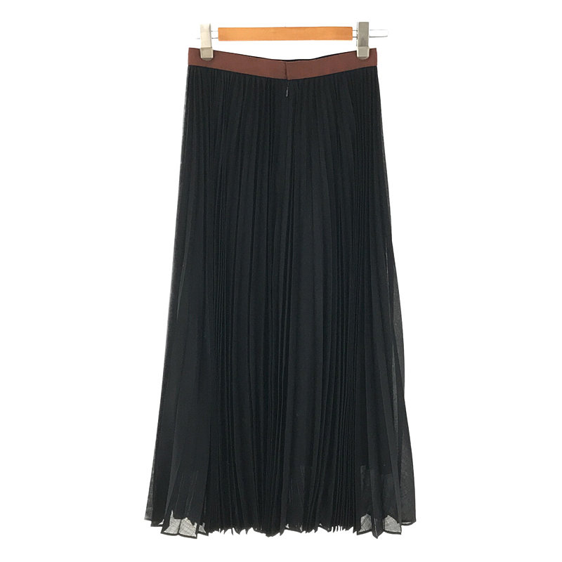 BEIGE， / ベイジ バイカラー バックジップ プリーツ ロング スカート