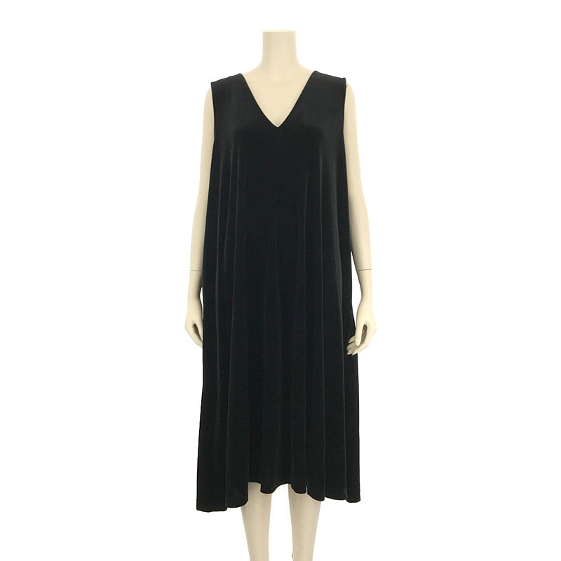 THE DRESS #16 no-sleeve velour one piece Vネック ノースリーブ