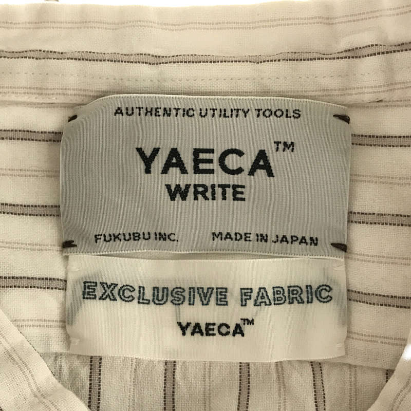 YAECA WRITE / ヤエカ ライト EXCLUSIVE FABRIC コットンリネン ストライプ バンドカラー プルオーバー シャツ