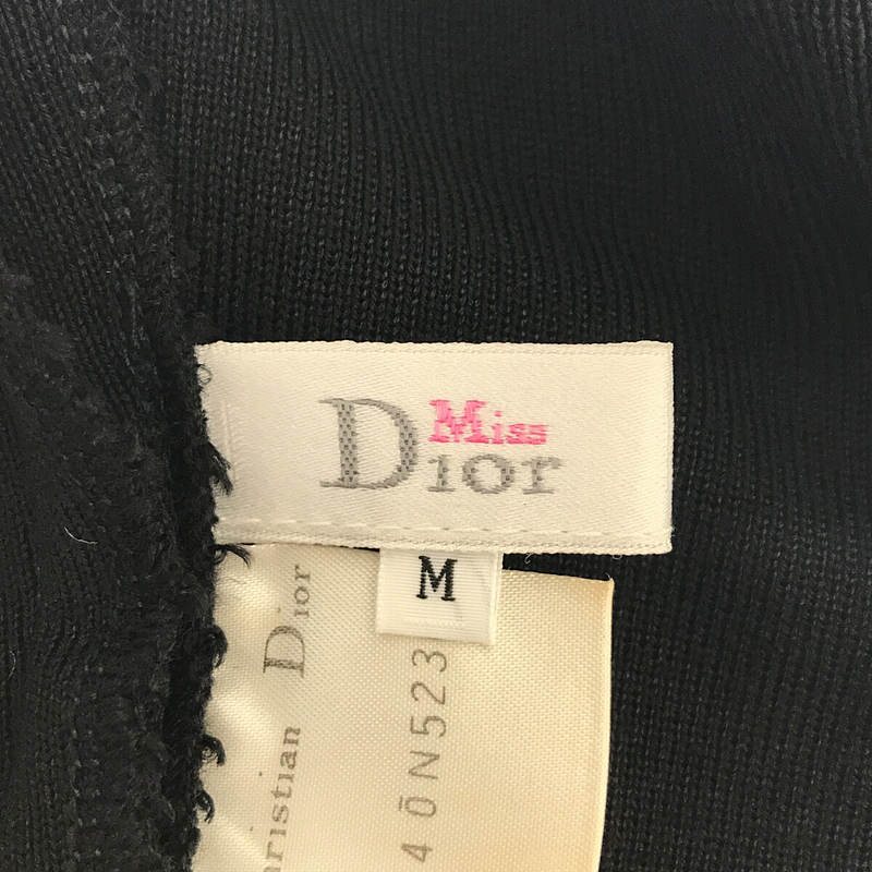 Christian Dior Miss Dior 90s VINTAGE レーヨン ウール ハイゲージ スパンコール フリンジ 装飾 ニット ミニスカート