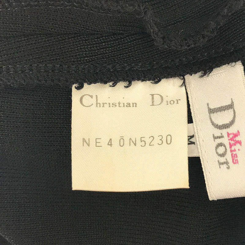 Christian Dior Miss Dior 90s VINTAGE レーヨン ウール ハイゲージ スパンコール フリンジ 装飾 ニット ミニスカート