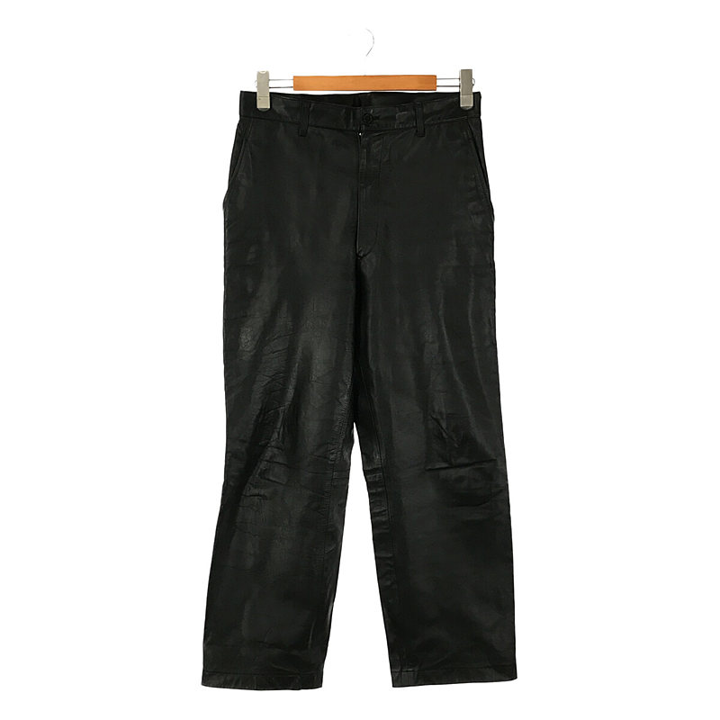 Black leather trousers 牛革 サイドジップ レザーパンツ
