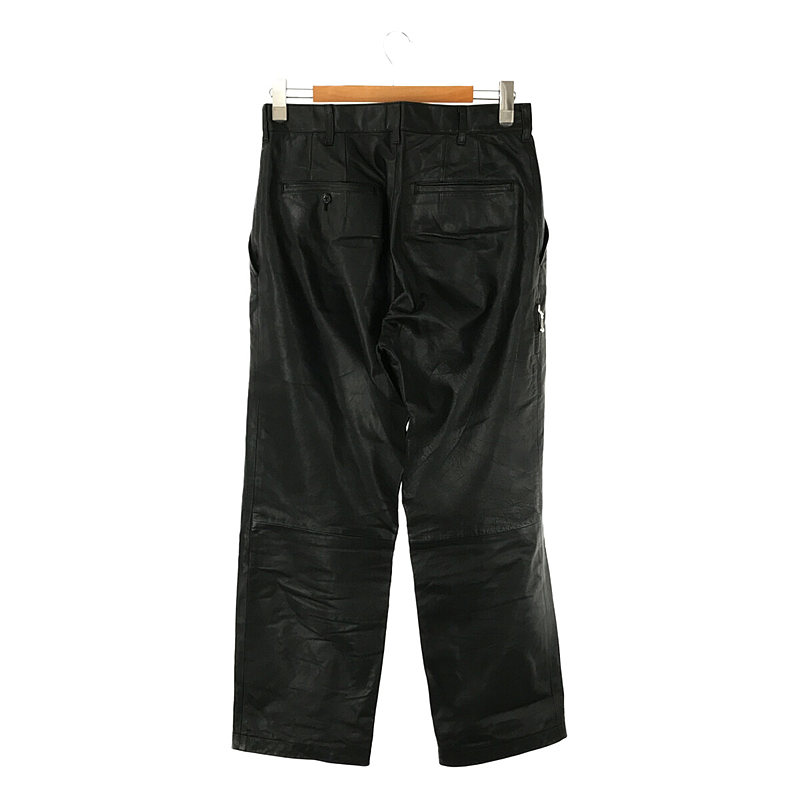 YOHJI YAMAMOTO POUR HOMME / ヨウジヤマモトプールオム Black leather trousers 牛革 サイドジップ レザーパンツ